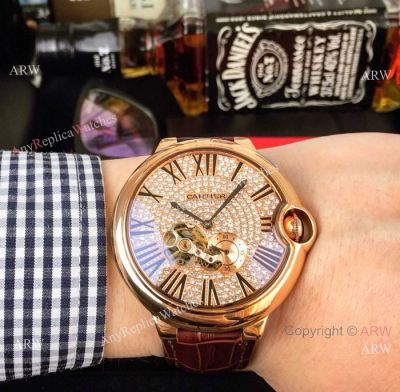 Fake Cartier Ballon Bleu Diamond Face Rose Gold watch 2019 New